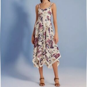 Lauren Ralph Lauren Women's Size 8 Floral Handkerchief-Hem Linen Lace Dress NWT